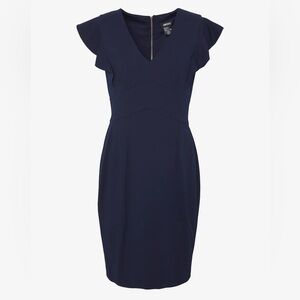 DKNY Flutter Sleeve Sheath Dress in Navy